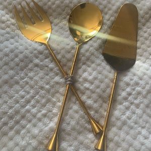 ANTHROPOLOGIE vintage serving set in gold